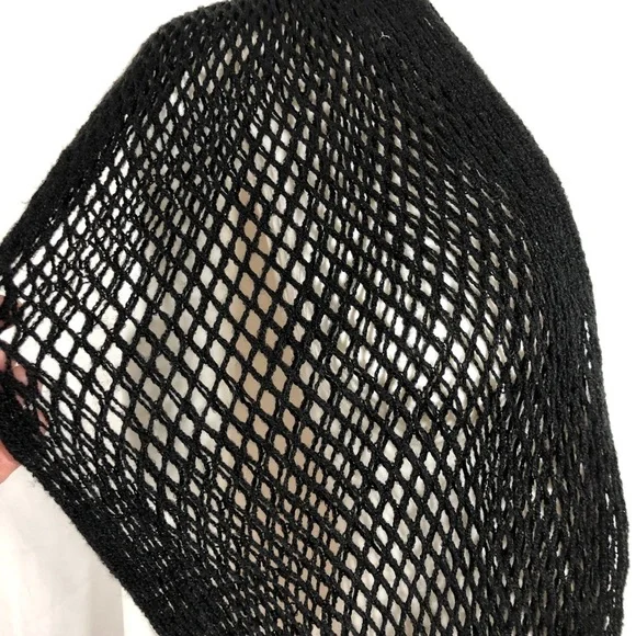 Black Netting Knit Infinity Loop Scarf - Picture 3 of 5